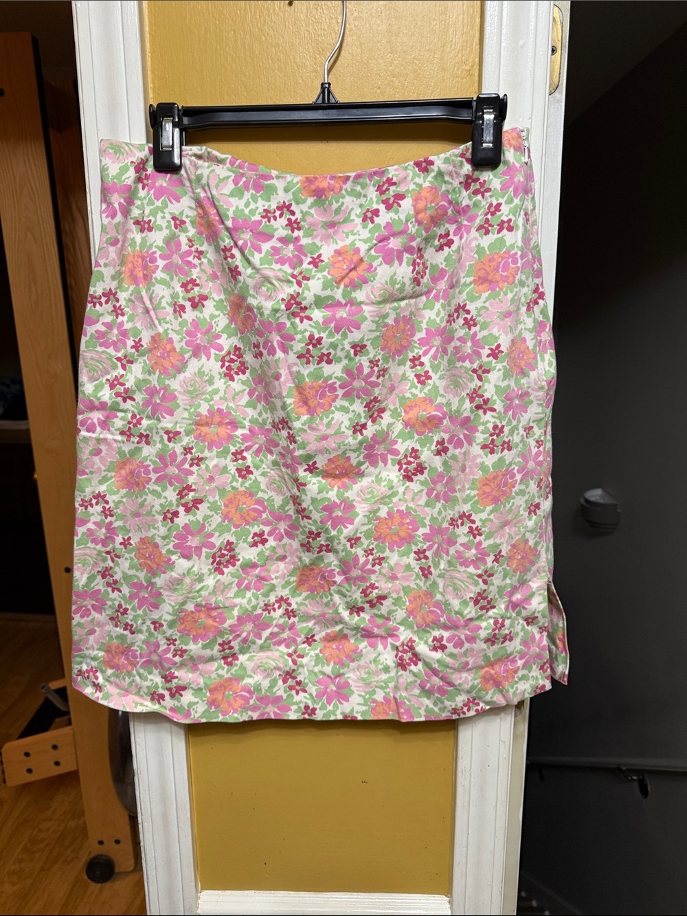 Vintage Telluride Clothing Co Floral Skirt Size 10 Pink Green Cotton Lycra Y2K
